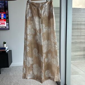 zara satin effect floral print pants